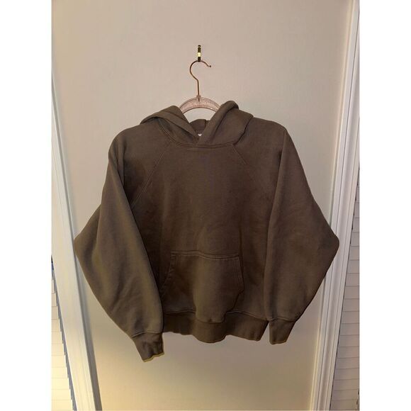 TNA Tops - TNA "Sweatfleece" Aritzia Cozy Fleece Pullover Hoodie Brown Women's Size Extra S